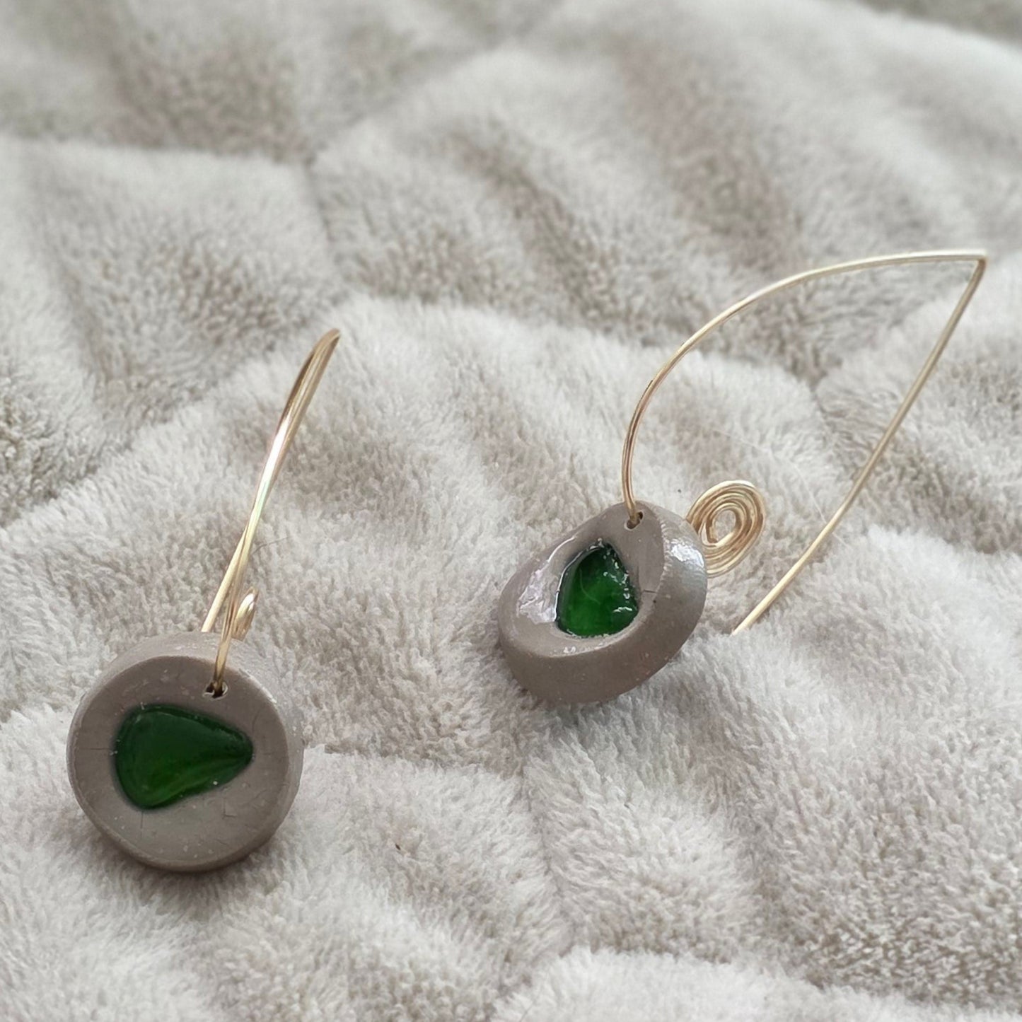 sea glass earrings, minimalist earrings, polymer clay earrings, handmade earrings, artisan jewelry, unique earrings, copper wire earrings, dainty earrings, beach jewelry, boho earrings, handcrafted jewelry, small earrings, modern earrings
