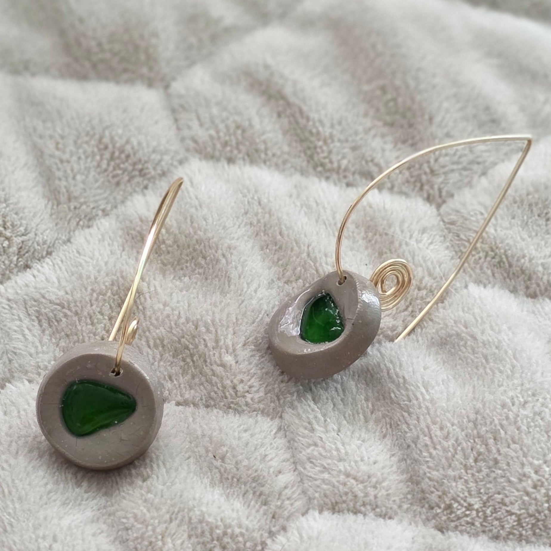 sea glass earrings, minimalist earrings, polymer clay earrings, handmade earrings, artisan jewelry, unique earrings, copper wire earrings, dainty earrings, beach jewelry, boho earrings, handcrafted jewelry, small earrings, modern earrings