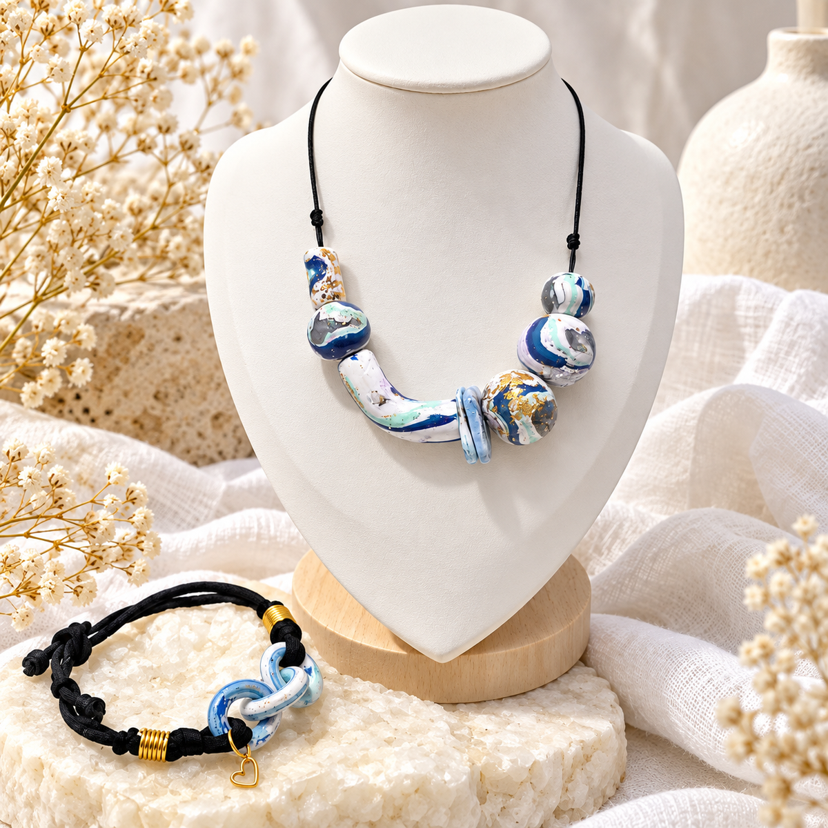 Handcrafts
Aesthetic
Handmade
Trendy
trendy jewelry
arcilla polimerica
polymer clay
polymer clay jewelry
polymer clay marmolizado
fashion jewelry
faux agata
collar ajustable
collar largo
set collay y pulsera
exclusive handmade jewelry
handcrafted jewelry
Blessed Knots design
Exclusive Blessed Knots design