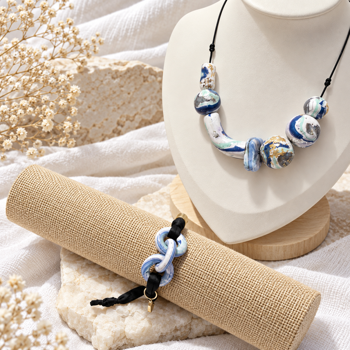 Handcrafts
Aesthetic
Handmade
Trendy
trendy jewelry
arcilla polimerica
polymer clay
polymer clay jewelry
polymer clay marmolizado
fashion jewelry
faux agata
collar ajustable
collar largo
set collay y pulsera
exclusive handmade jewelry
handcrafted jewelry
Blessed Knots design
Exclusive Blessed Knots design